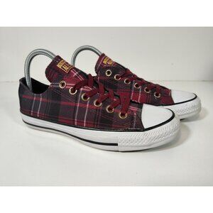 Converse All Star Plaid Sneakers Women's 7 Crimson Maroon Black 561756F